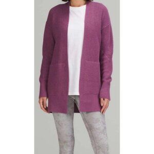 Lululemon Cashlu Sweater  M/L Wrap Purple Knit Cardigan Viscose/Nylon Blend